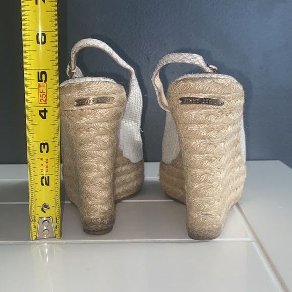 Jimmy Choo White Faux Snakeskin Sling Back Peep Toe Wedge - Picture 5 of 11